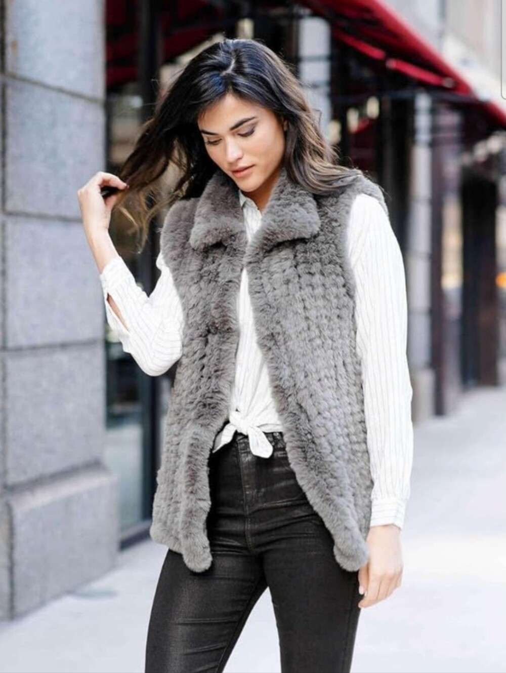 🩶Donna Salyers Fabulous Furs🩶 - Slate Gray Faux Fur Vest - Picture 2 of 13